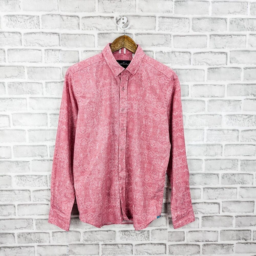 Robert Graham Men's Pink Harpswell Linen Button up Shirt Tailored fit size Small